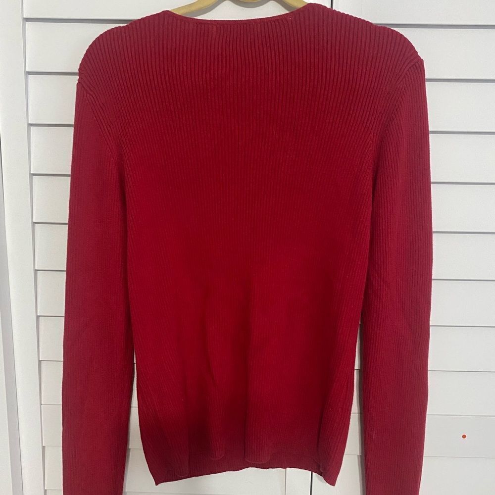 Red V-Neck Sweater - Picture 3 of 3
